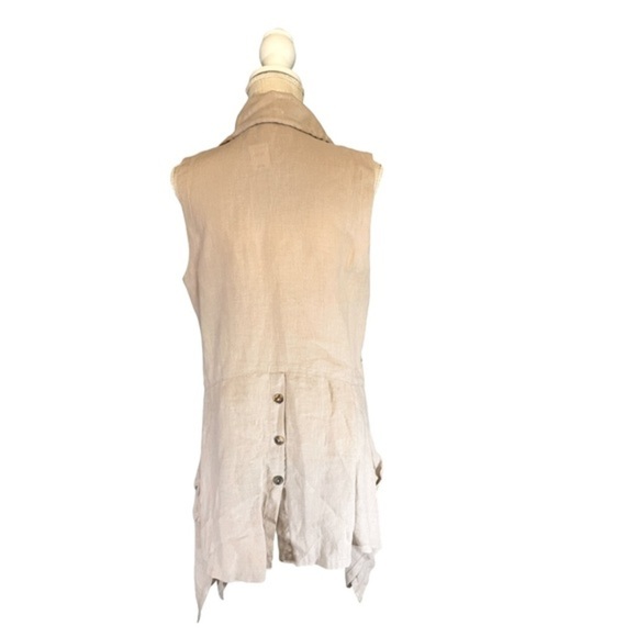 I.C. Collection by Connie K Lagenlook Asymmetrical Hem Tie Pocket Linen Dress - Picture 2 of 10